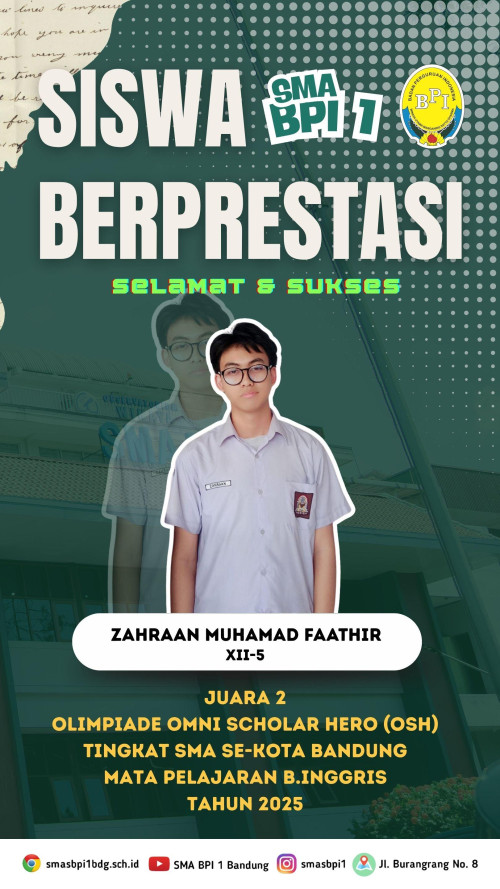 BPIPrestasi - Zahraan M F Juara 2 Olimpiade