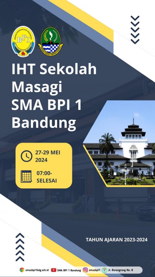 IHT (In House Training) Sekolah Masagi SMA BPI 1 Bandung [27-29 Mei 2024]