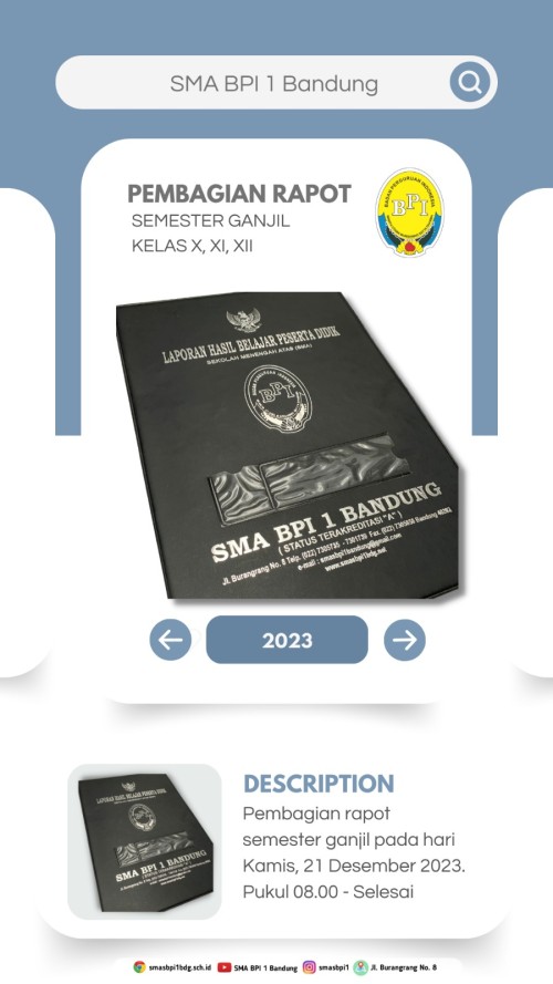 Pembagian Raport Semester Ganjil Tahun Ajaran 2023/2024